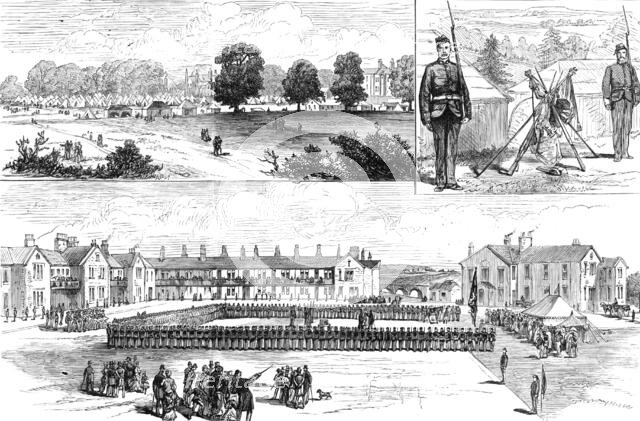 Presentation of Colours to 3rd Battalion Royal Scots Regiment by the Marchioness of Lothian, 1883. Creator: Unknown.