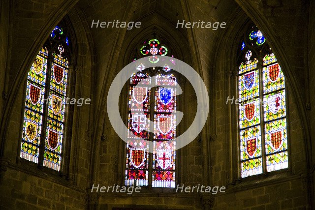 Stained glass windows in the Chapel of Santa Agata, Barcelona, Spain, 2007. Artist: Samuel Magal