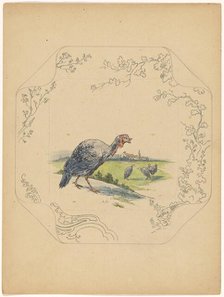 Design for model 'square' board with turkeys, c.1875-c.1880. Creator: Albert Louis Dammouse.