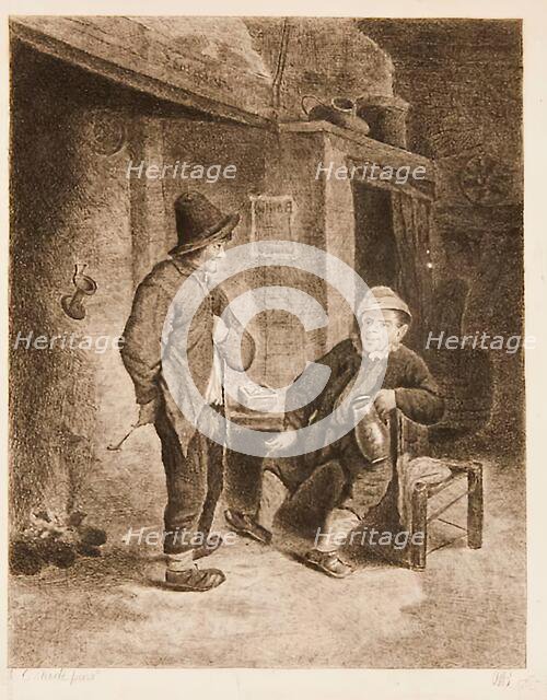 Interior of a Tavern, with two peasants, (c1645), 1780s Creator: William Baillie.