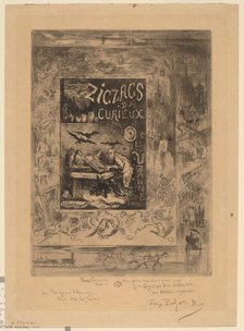 Frontispiece for "Zigzags d'un Curieux, d'Octave Uzanne", 1888. Creator: Felix Hilaire Buhot.