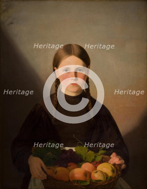 A Girl with a Basket of Fruits, 1834-1835. Creator: Jorgen Pedersen Roed.