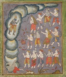 Krishna Kills The Tornado Demon Trinavarta, Folio from the "Tularam"..., between c1625 and c1650. Creator: Unknown.