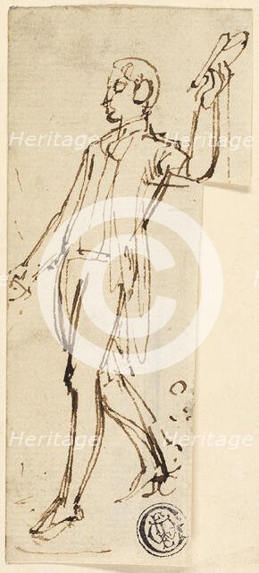 Sketch of Standing Man with Uplifted Arm, n.d. Creator: Thomas Stothard.