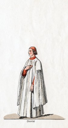 Chorister, costume design for Shakespeare's play, Henry VIII, 19th century. Artist: Unknown