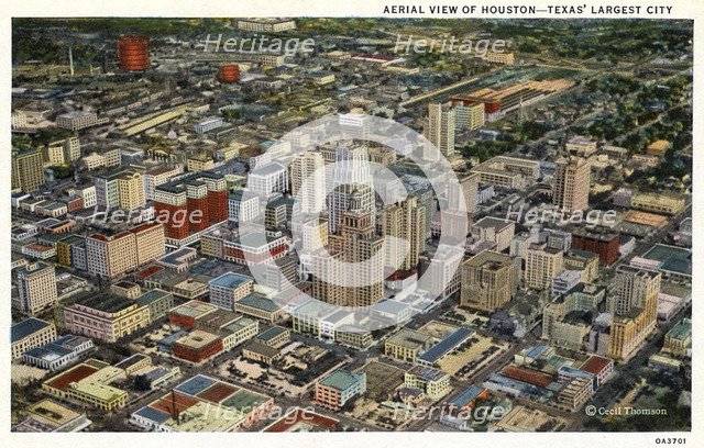Aerial view of Houston, Texas, USA, 1930. Artist: Unknown