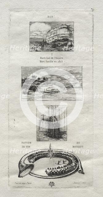 Rebus: "No, Morny is not dead for he is marrying again", 1866. Creator: Charles Meryon (French, 1821-1868).