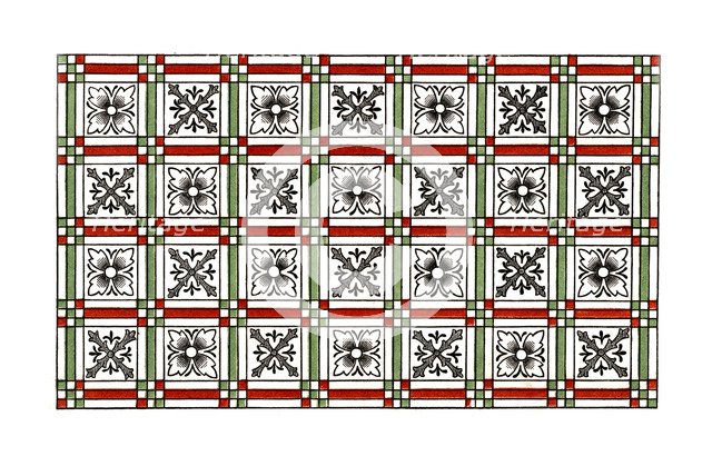 Ornamental pavement, 15th century, (1843).Artist: Henry Shaw