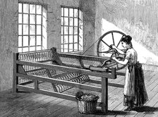 Woman using a Spinning Jenny, c1880. Artist: Unknown