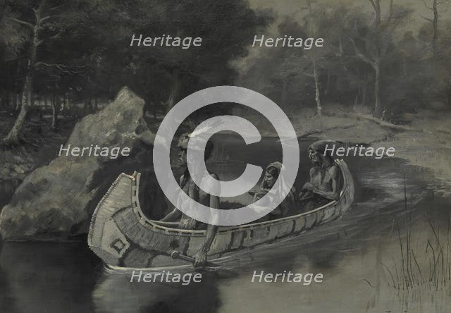 Pitched It Sheer into the River . . . Where It Still Is Seen in the Summer, 1889. Creator: Frederic Remington.