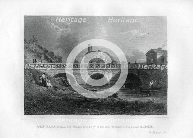 The Race Bridge Fair Mount Water Works, Philadelphia, Pennsylvania, USA, 1855.Artist: J Andrews