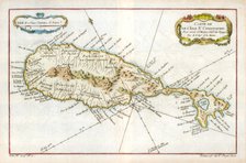 Map of the Caribbean island of St Christopher, c1764. Artist: Unknown