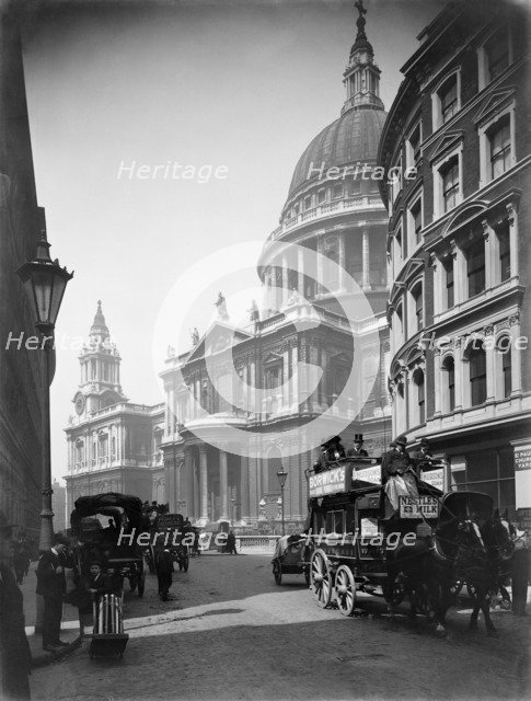 St Paul's Cathedral from Cannon Street, City of London, 1905. Artist: Campbell's Press Studios Limited.