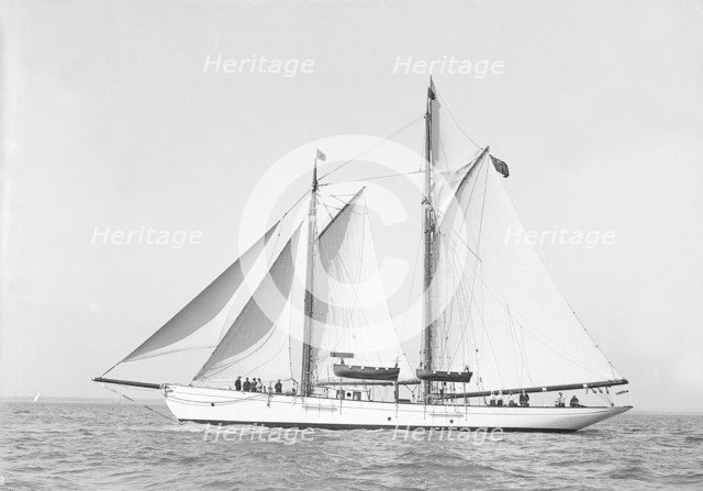 The schooner 'Dwyn-Wen', 1914. Creator: Kirk & Sons of Cowes.