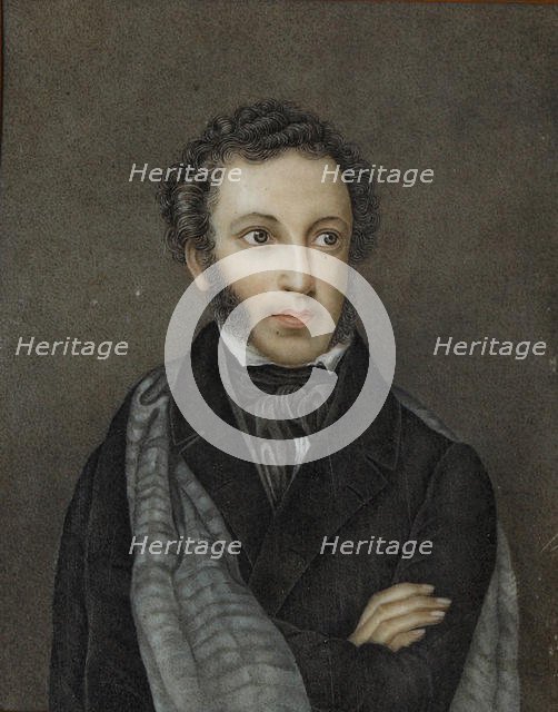 Portrait of the poet Alexander Sergeyevich Pushkin (1799-1837), First quarter of 19th cen.. Creator: Anonymous.