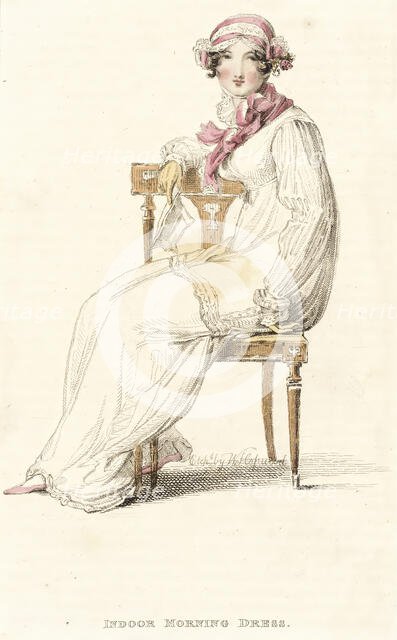 Fashion Plate (Indoor Morning Dress), 1812. Creator: Rudolph Ackermann.