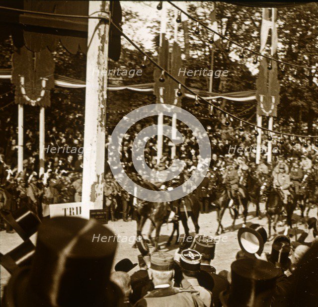 Marshal Ferdinand Foch and General Joseph Joffre during victory parade, Paris, France, 1918. Artist: Unknown.