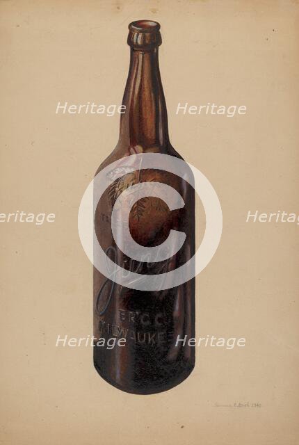 Beer Bottle, 1940. Creator: Herman O. Stroh.