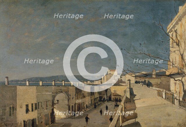 Un quai à Nice, Les Ponchettes, 1887. Creator: Henri-Joseph Harpignies.