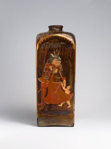 Bottle with European and Indian Figures, India, 18th century. Creator: Unknown.