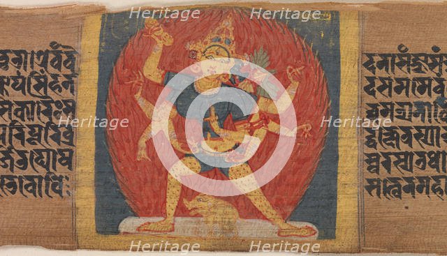 Wrathful Eight-armed and Three-faced Goddess Tara Marichi..., ca. 1090. Creator: Unknown.