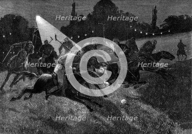 Polo-match by electric light at the Ranelagh Club, 1880. Creator: W. I. Mosses.