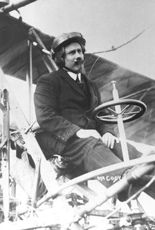 Samuel Franklin Cody (1862-1913) in his biplane. Artist: Unknown