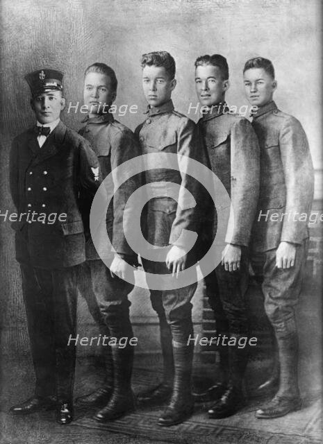 Marshall Brothers - 5 Brothers, Four in Army, One in Navy, 1918. Creator: Harris & Ewing.