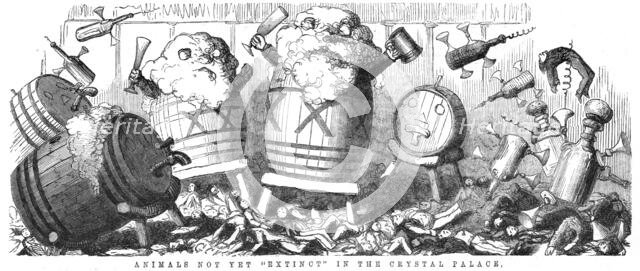'The Crystal Palace and its Refreshments; Animals not yet "Extinct" in the Crystal Palace', 1854. Creator: Unknown.
