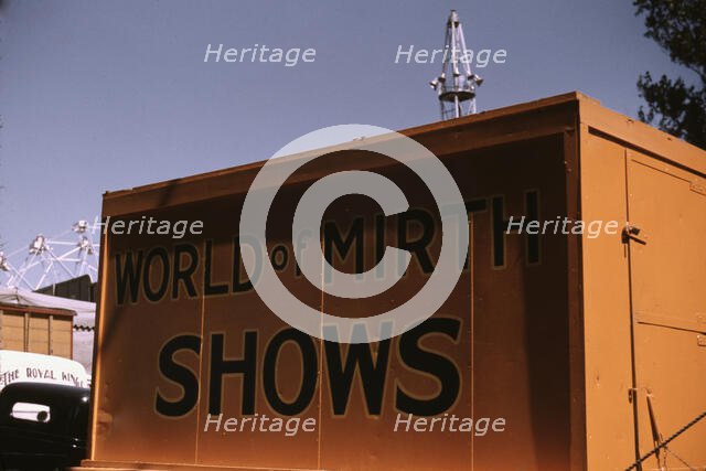 Side show at the Vermont state fair, Rutland, 1941. Creator: Jack Delano.