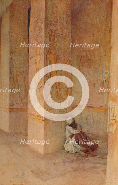 'The Birth Colonnade in the Temple of Hatshepsut', c1905, (1912). Artist: Walter Frederick Roofe Tyndale.