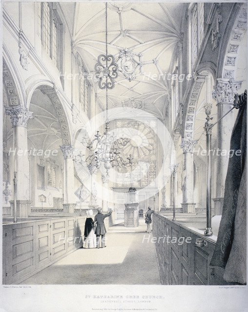Interior view of the east end of the Church of St Katherine Cree, City of London, 1840. Artist: Day & Haghe