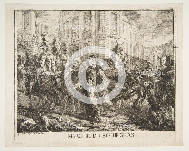 Marché du boeuf gras, 1750. Creator: Gabriel de Saint-Aubin.