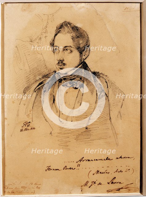 Mariano José de Larra (1809-1837), Spanish writer, drawing, 1834.
