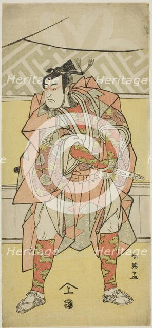 The Actor Ichikawa Monnosuke II as Mori no Rammaru in "The Banquet," the Final Act..., c. 1791. Creator: Katsukawa Shun'ei.