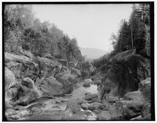 Saco River looking down near Bemis, Crawford Notch, White Mountains, between 1890 and 1901. Creator: Unknown.