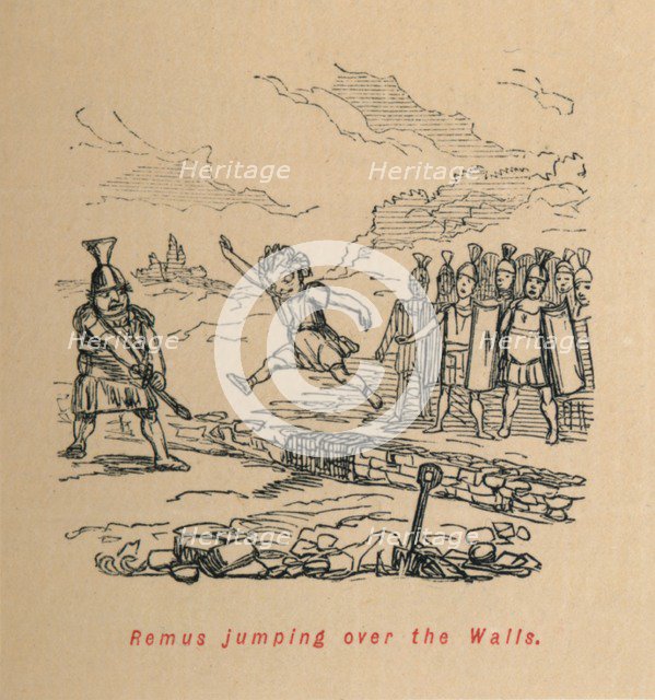 'Remus jumping over the Walls', 1852. Artist: John Leech.