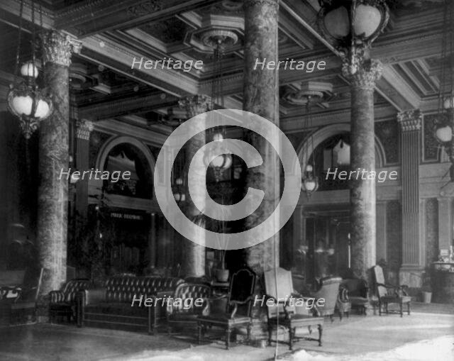 The New Willard Hotel, Washington, D.C. - lobby, between 1890 and 1950. Creator: Frances Benjamin Johnston.