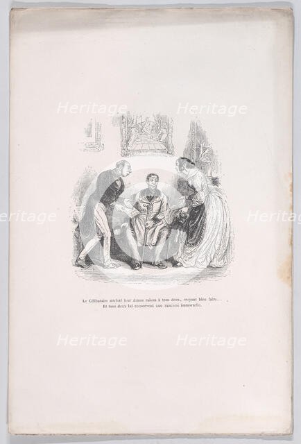 The grieving widow gives them both the right to do well.... And they both retain an eterna..., 1843. Creator: Jean Ignace Isidore Gerard.