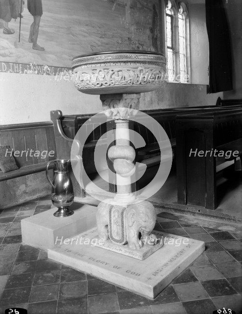 Font in the church of St John the Baptist, Lea, Herefordshire. Artist: S Pitcher