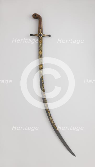 Saber, hilt, Turkish; blade, Iranian with Turkish decoration...18th-19th century. Creator: Unknown.