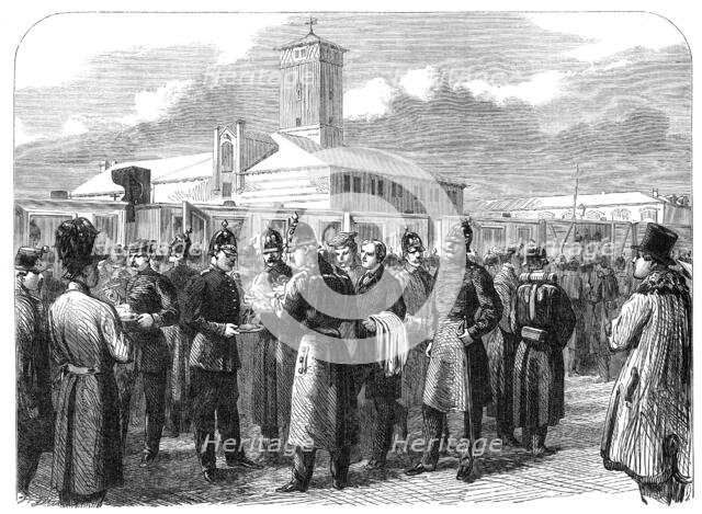 The War in Denmark: Prussian troops leaving Altona for Schleswig...at the railway station, 1864. Creator: Frederick John Skill.