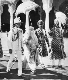 The Begum of Bhopal escorts the Prince of Wales to the Durbar Hall, India, 1921. Artist: Unknown