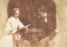 Couple Seated, Woman Reading, 1843-47. Creators: David Octavius Hill, Robert Adamson, Hill & Adamson.