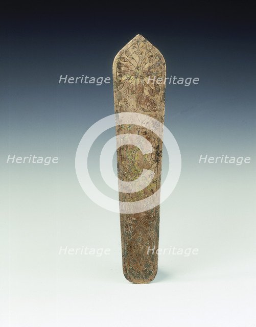 Parcel gilt bronze chamfron, Western Han dynasty, China, 2nd century BC. Artist: Unknown