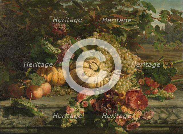 Still Life with Flowers and Fruit, 1869. Creator: Gerardina Jacoba van de Sande Bakhuyzen.