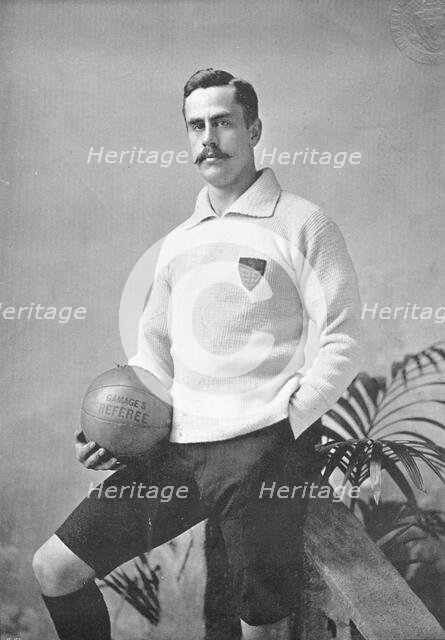 Portrait of the goalkeeper WR Moon, 1896.  Creator: Symmons & Thiele.