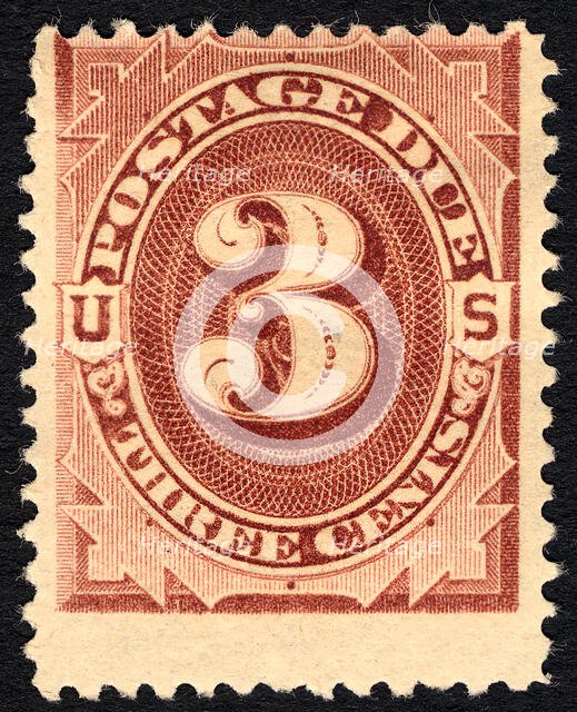 3c Postage Due single, 1879. Creator: Unknown.