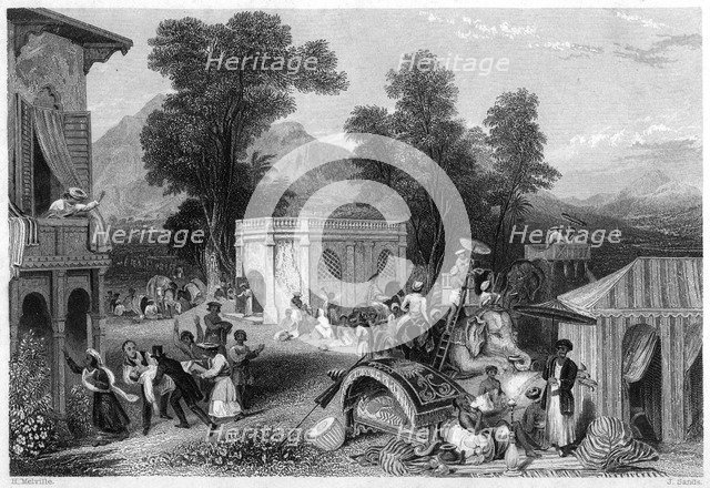 Death of Bishop Heber, India, 1826. Artist: J Sands