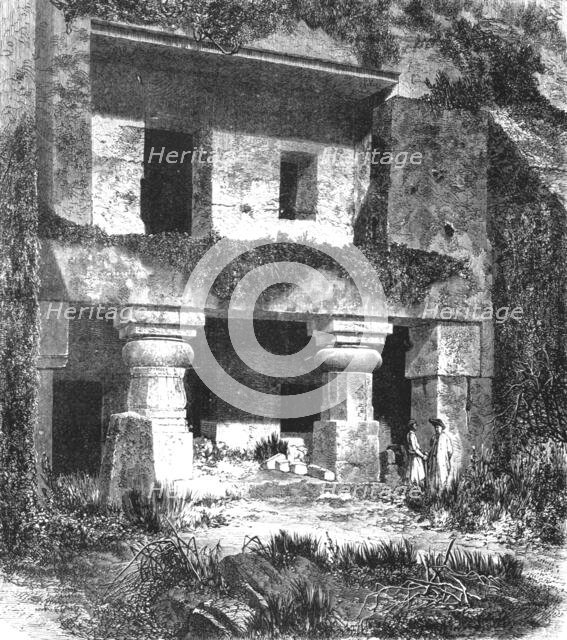 'Sculptured Entrance to one of the Kanheri Caves; Notes on the Ancient Temples of India', 1875. Creator: Unknown.